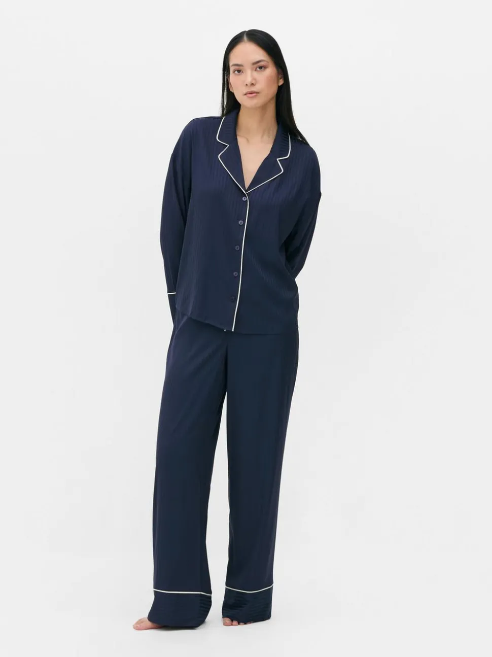 Żakardowa góra od piżamy z długim rękawem