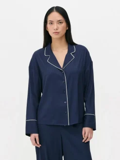 Żakardowa góra od piżamy z długim rękawem