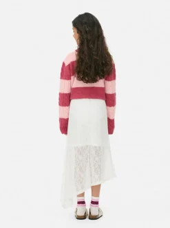 Asymetryczna spódnica midi z koronki