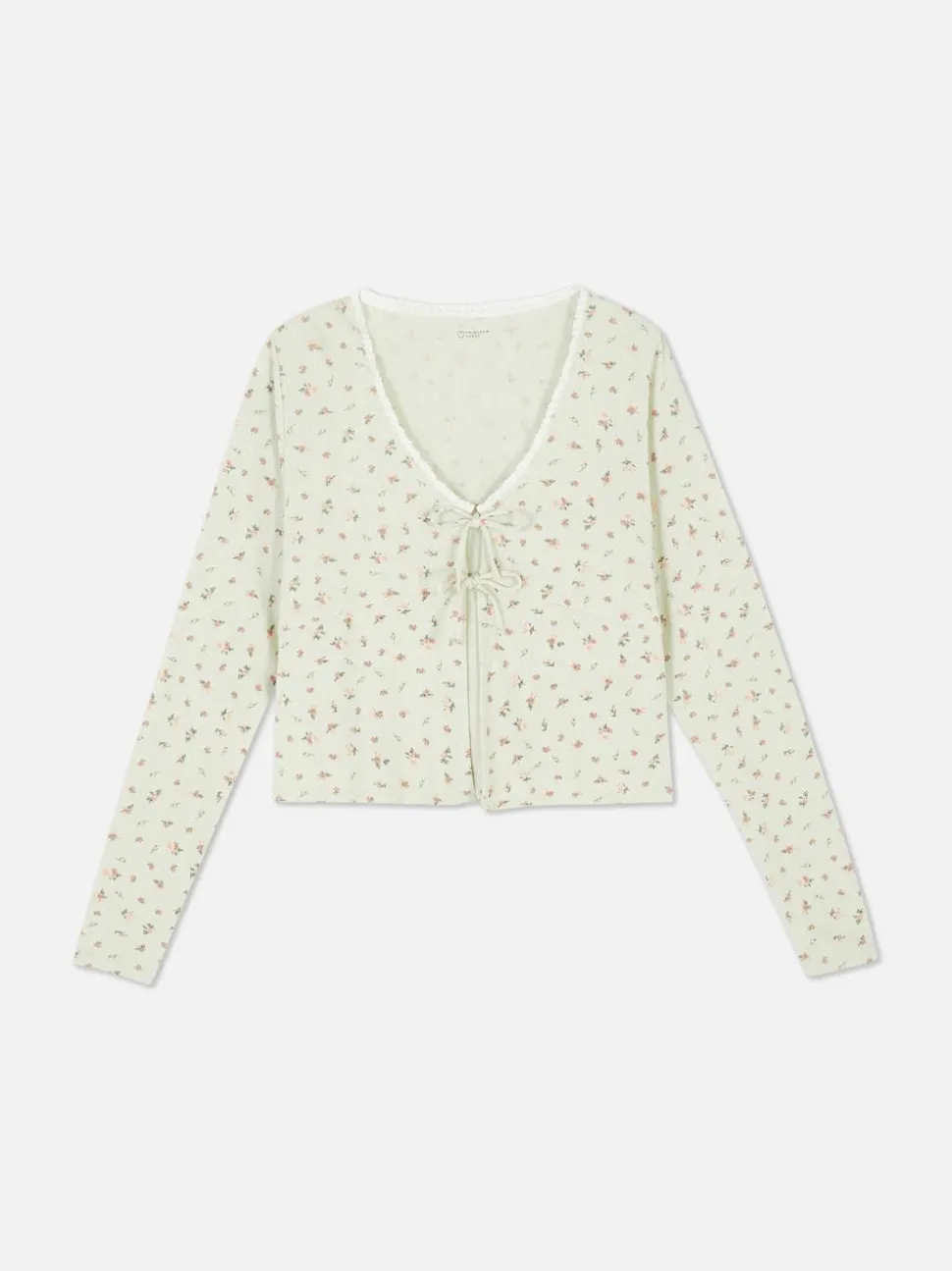 Ażurowa góra od piżamy z długim rękawem i nadrukiem