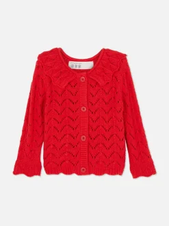 Ażurowy kardigan z kołnierzykiem