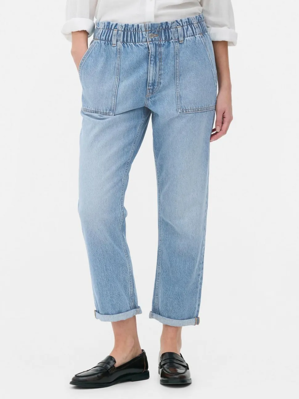 Bawełniane spodnie typu paper bag