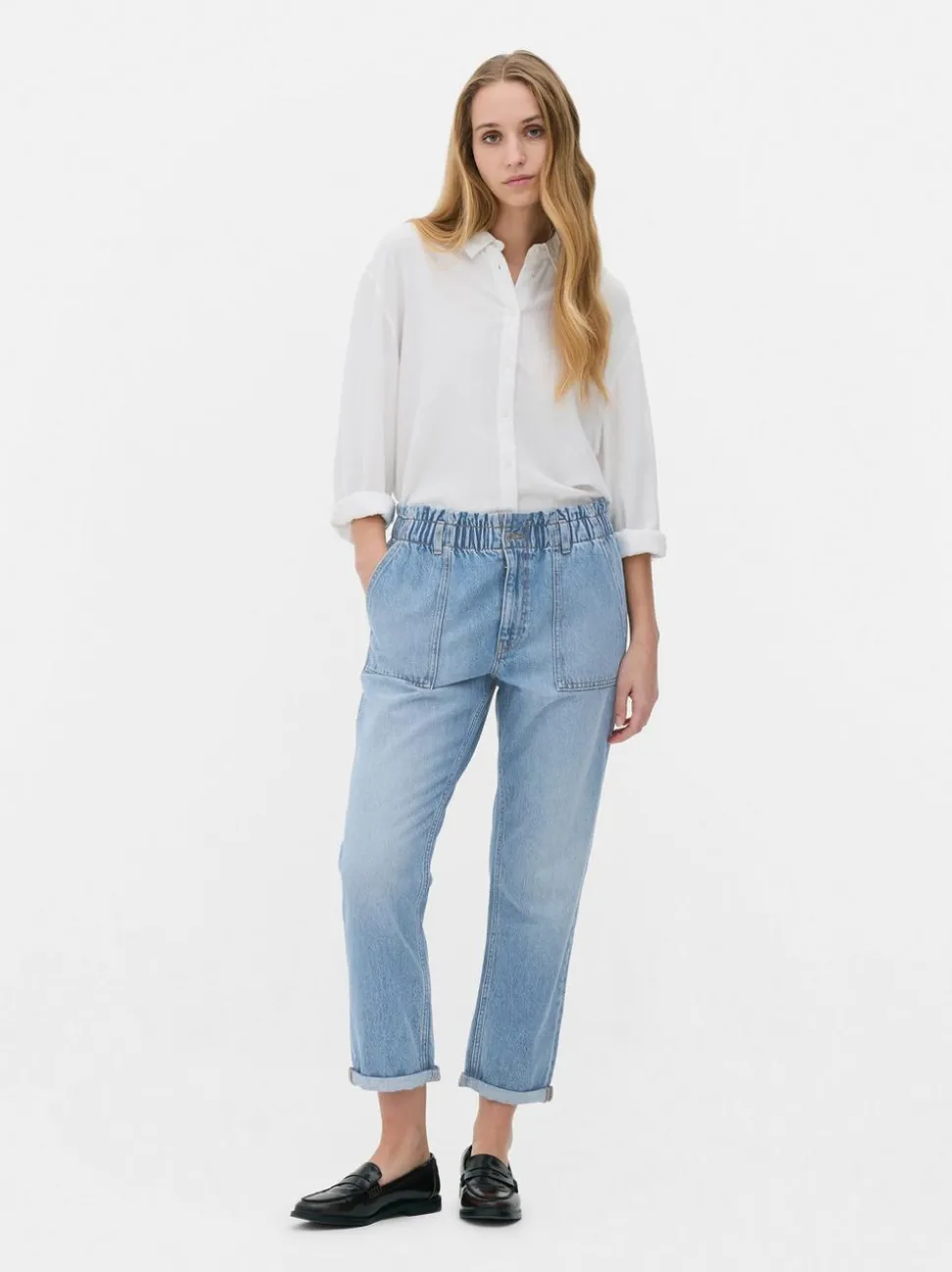 Bawełniane spodnie typu paper bag