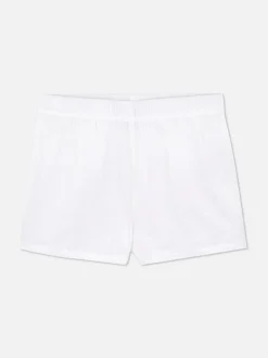 Białe tkane szorty piżamowe