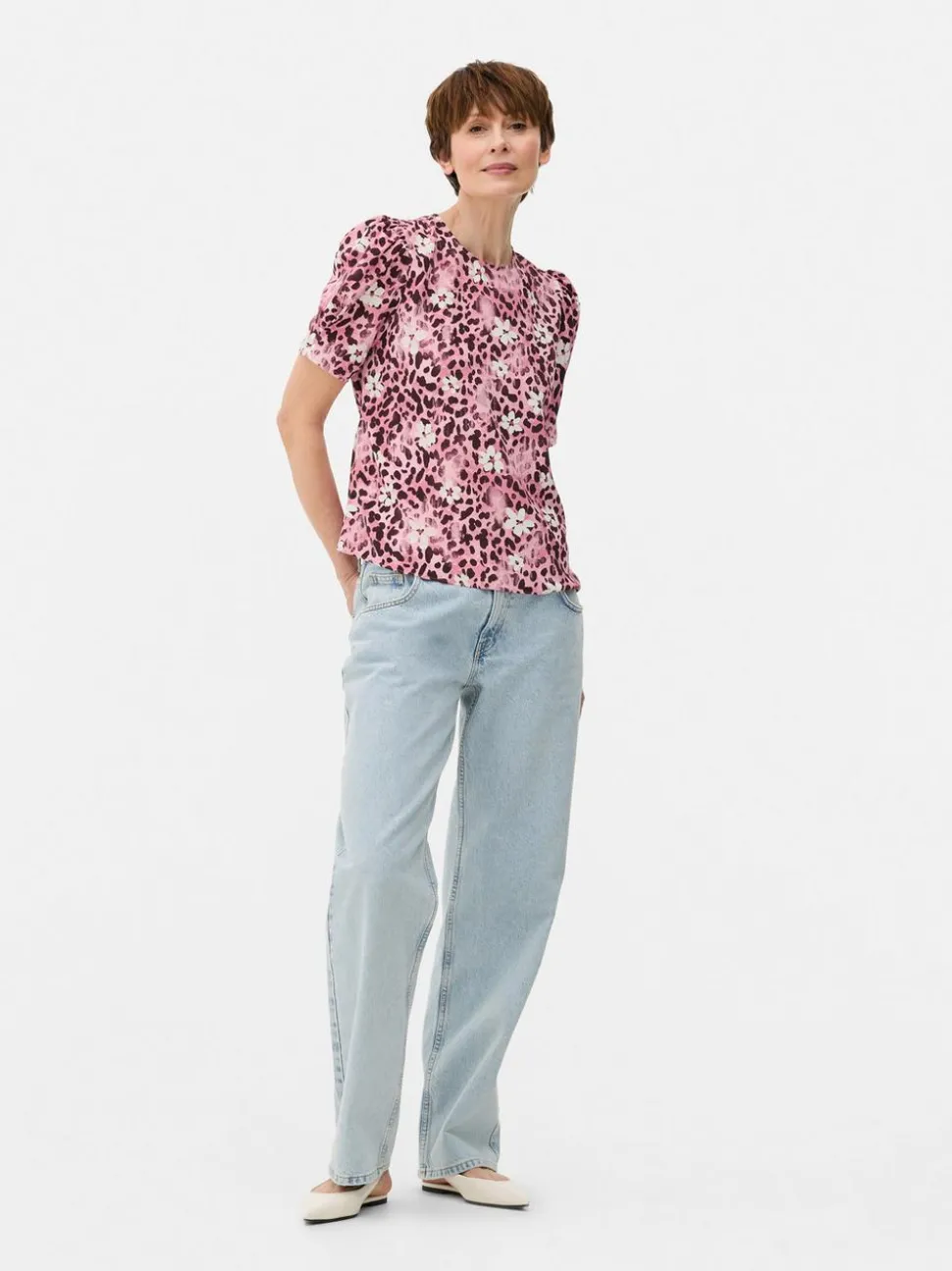 Bluzka z krótkim rękawem w kwiaty