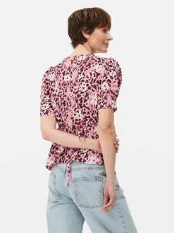 Bluzka z krótkim rękawem w kwiaty