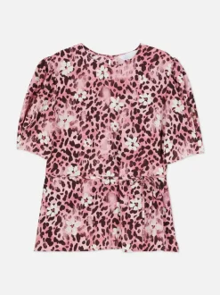 Bluzka z krótkim rękawem w kwiaty