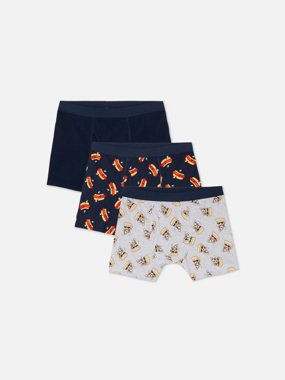 Bokserski z motywem pizzy i hot dogów, 3 pary