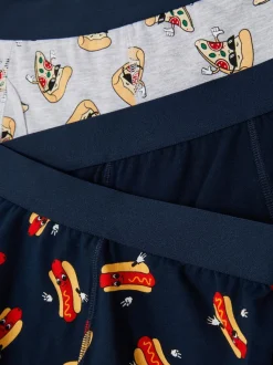 Bokserski z motywem pizzy i hot dogów, 3 pary