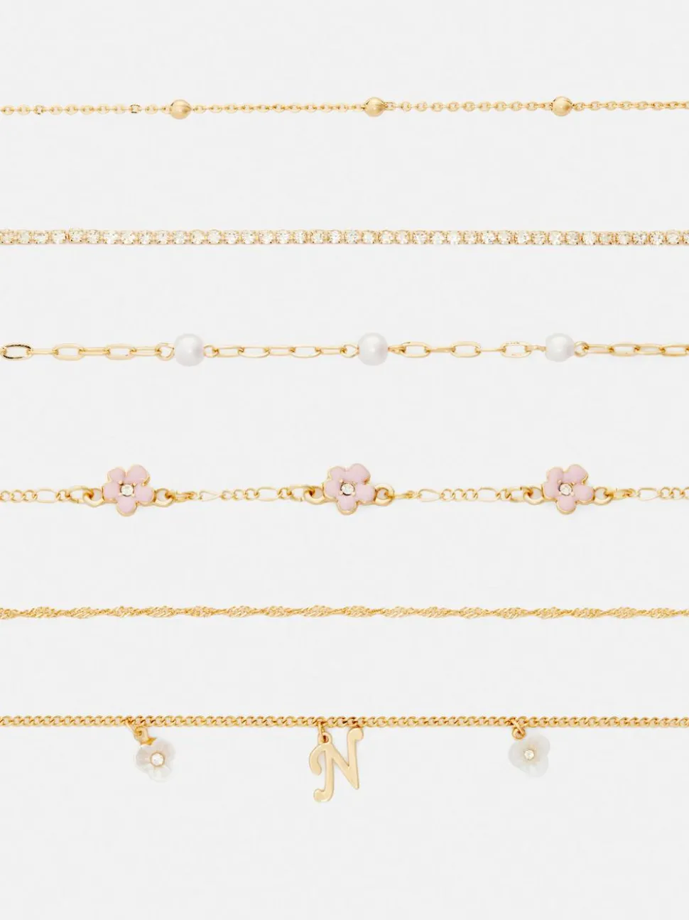 Bransoletki z inicjałem, 6 szt.