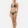 Błyszcząca trójkątna góra od bikini w zeberkę