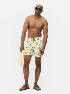 Ściągane sznurkiem szorty kąpielowe z motywem cytryn