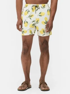 Ściągane sznurkiem szorty kąpielowe z motywem cytryn