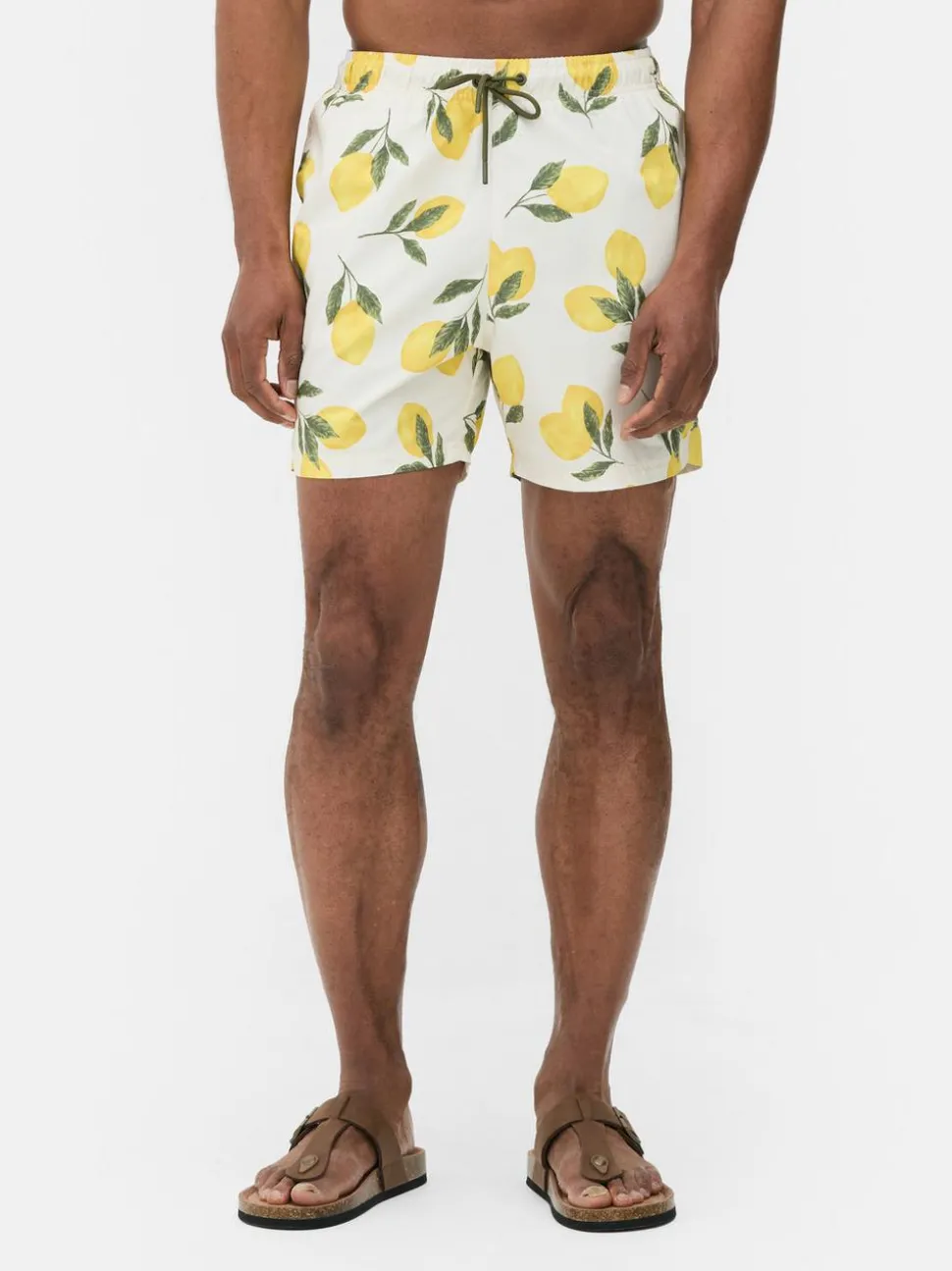 Ściągane sznurkiem szorty kąpielowe z motywem cytryn