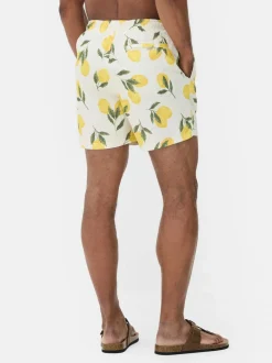 Ściągane sznurkiem szorty kąpielowe z motywem cytryn