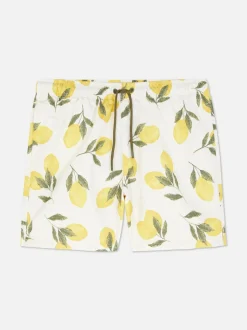 Ściągane sznurkiem szorty kąpielowe z motywem cytryn
