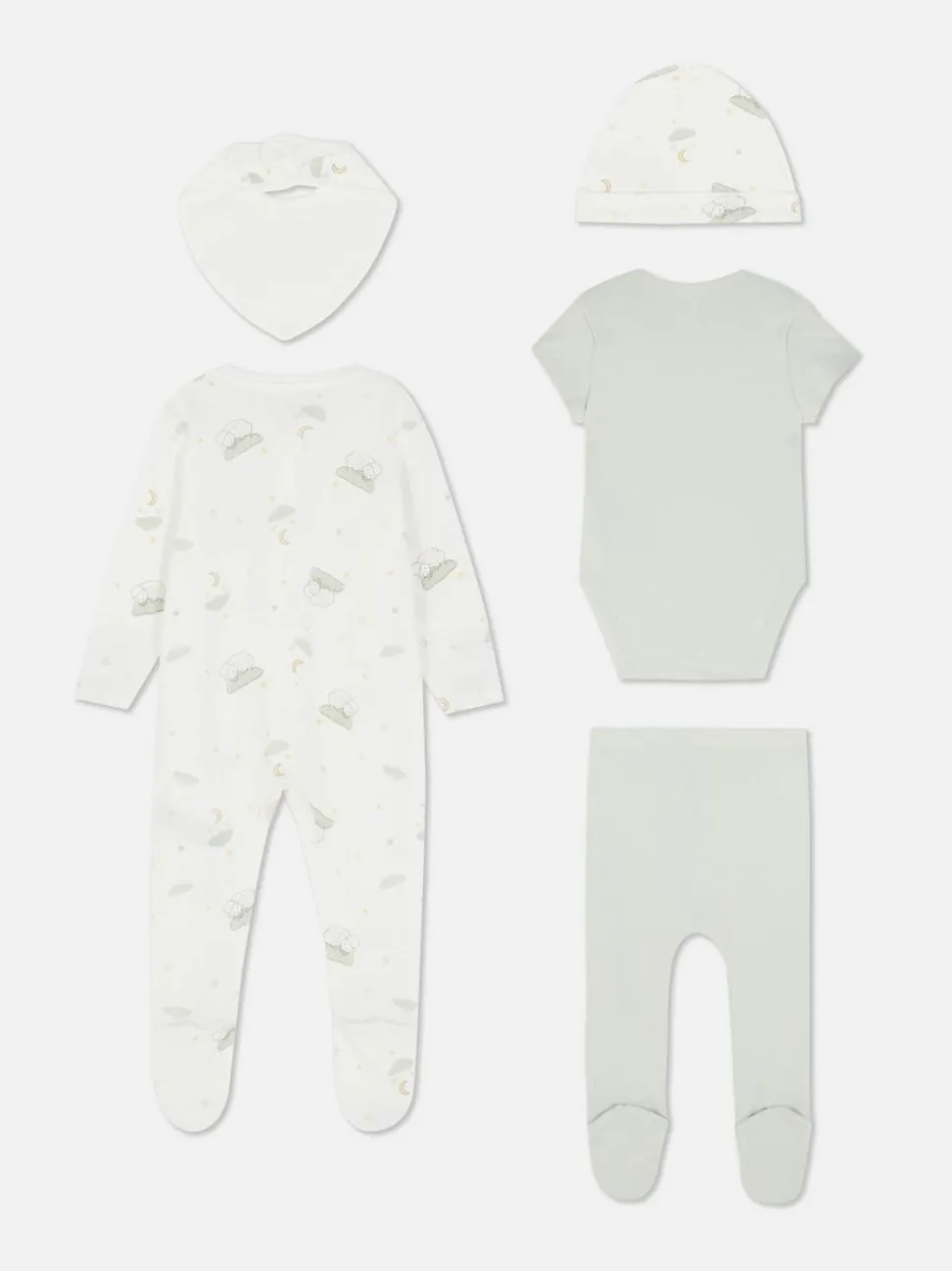 5-częściowy podstawowy zestaw dla noworodka z owcą