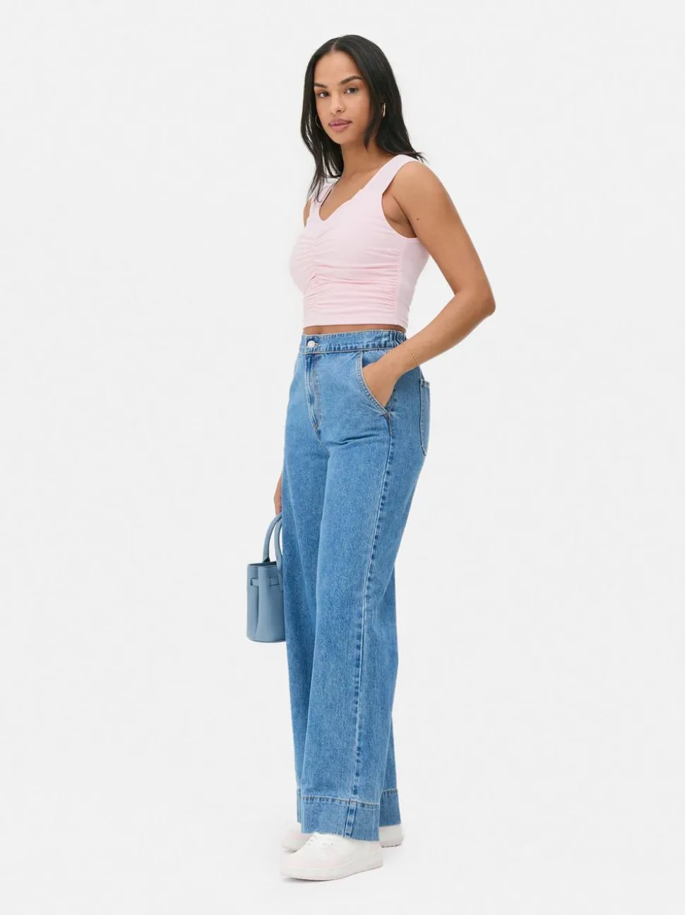 Dżersejowa koszulka bez rękawów z marszczeniami