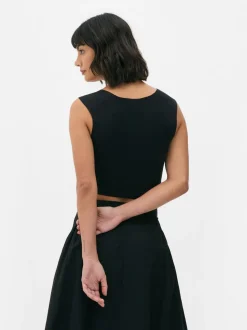 Dżersejowa koszulka bez rękawów z marszczeniami