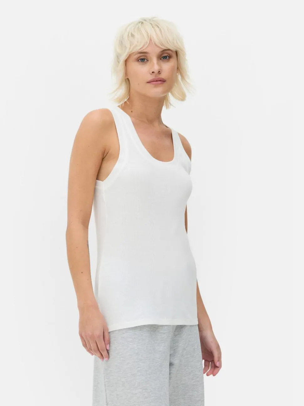 Dżersejowa koszulka prążkowana bez rękawów
