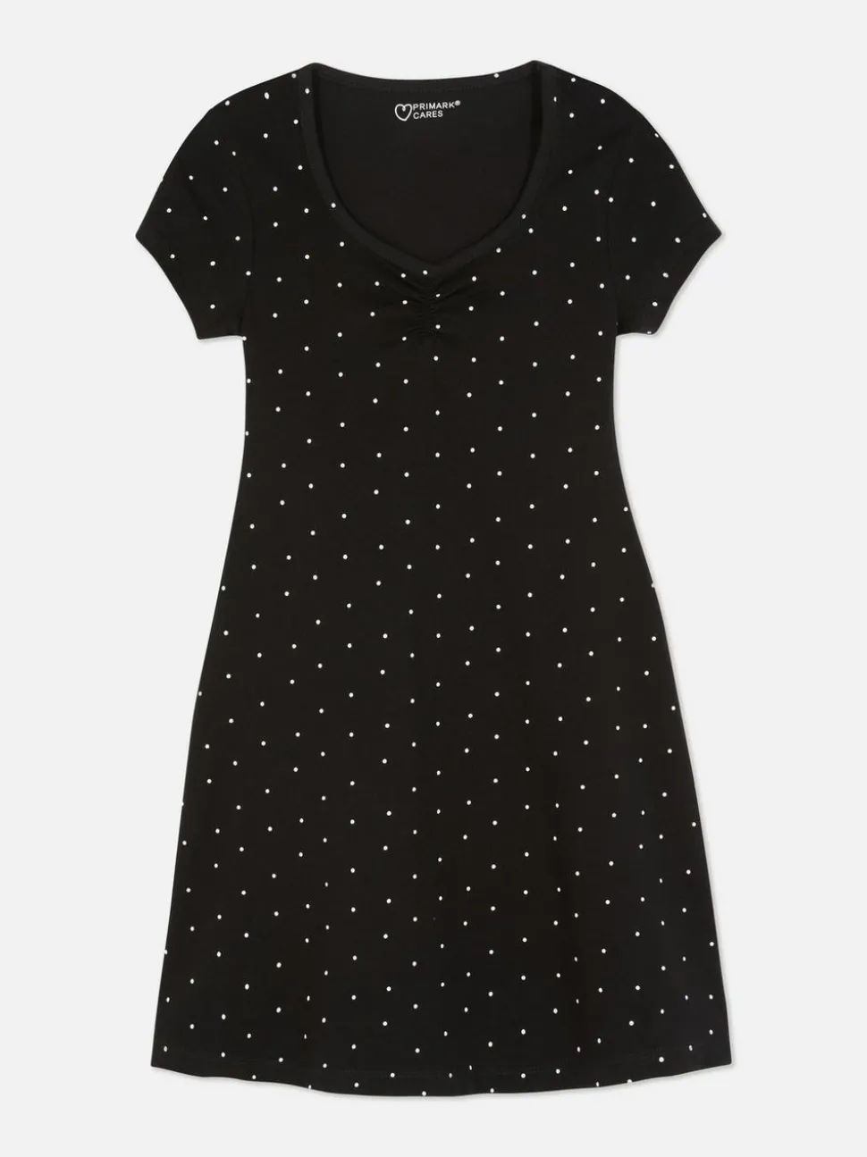 Dżersejowa sukienka w kropki z dekoltem w serek
