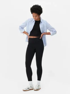 Dżersejowe legginsy z wysokim stanem