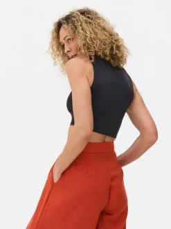 Dżersejowy top bez rękawów z efektem drugiej skóry