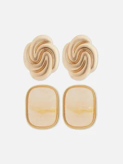 Duże kolczyki sztyfty, 2 pary