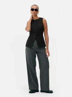 Długa kamizelka z okrągłym dekoltem