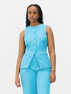 Długa kamizelka z okrągłym dekoltem