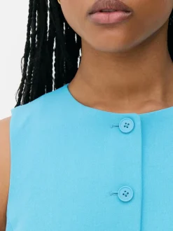 Długa kamizelka z okrągłym dekoltem