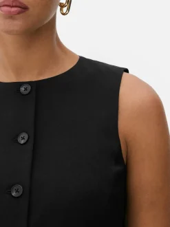 Długa kamizelka z okrągłym dekoltem