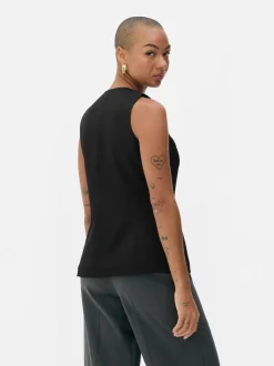 Długa kamizelka z okrągłym dekoltem