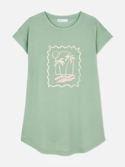 Długi T-shirt z nadrukiem