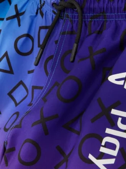 Długie szorty z efektem ombre i motywem PlayStation