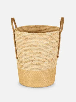 Duży kosz z trawy morskiej w dwóch odcieniach