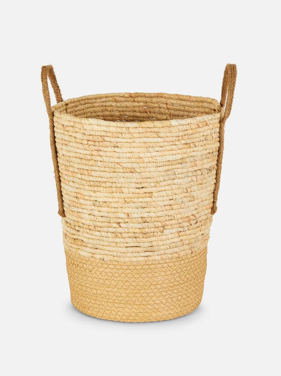 Duży kosz z trawy morskiej w dwóch odcieniach