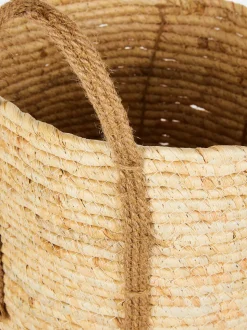 Duży kosz z trawy morskiej w dwóch odcieniach