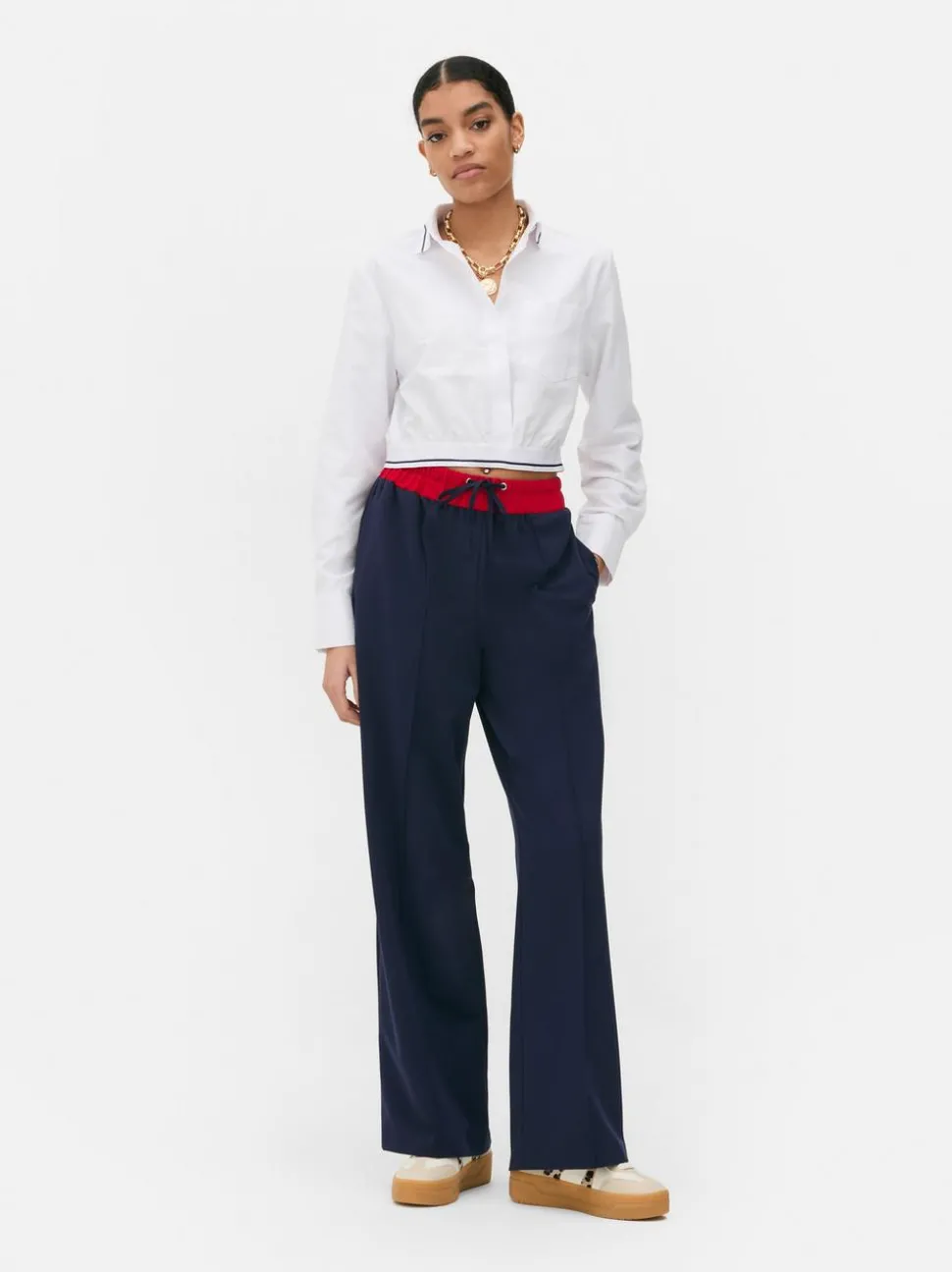 Dwukolorowe joggery ze sznurkiem Paula Echevarría