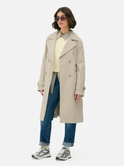 Dwurzędowy płaszcz z paskiem