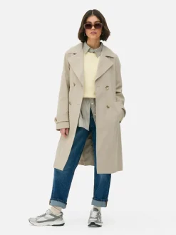 Dwurzędowy płaszcz z paskiem