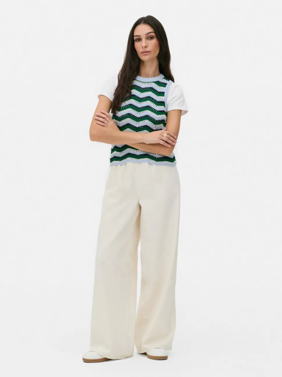 Dzianinowa koszulka bez rękawów w zygzaki