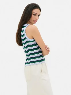 Dzianinowa koszulka bez rękawów w zygzaki