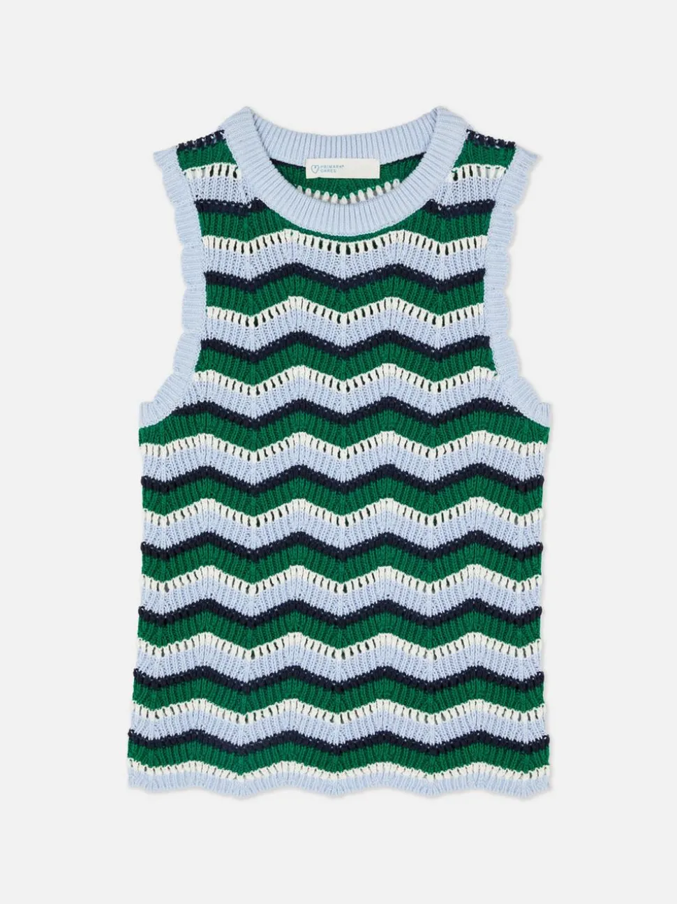 Dzianinowa koszulka bez rękawów w zygzaki