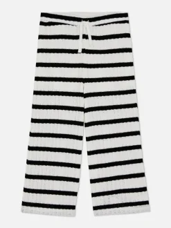 Dzianinowe spodnie w paski ze sznurkiem