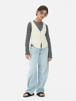 Dzianinowy bezrękawnik z guzikami