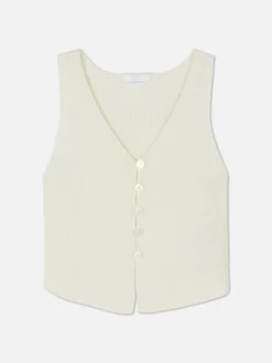 Dzianinowy bezrękawnik z guzikami