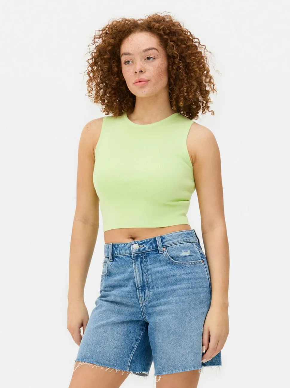 Dzianinowy top bez rękawów z okrągłym dekoltem