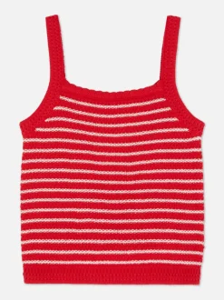 Dzianinowy top bez rękawów w paski