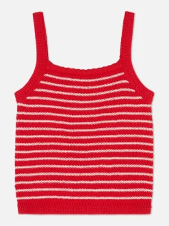 Dzianinowy top bez rękawów w paski